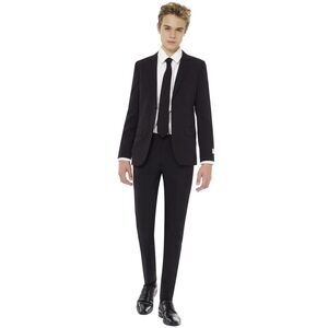 OppoSuits Black Kids Jacket & Vest Set